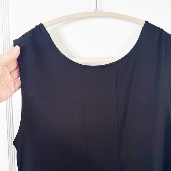 Eileen Fisher Black Classic Sleeveless Swing Dress Viscose Lycra Back Detail M - Picture 9 of 11